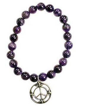 Amethyst Bracelet with Peace Sign Charm