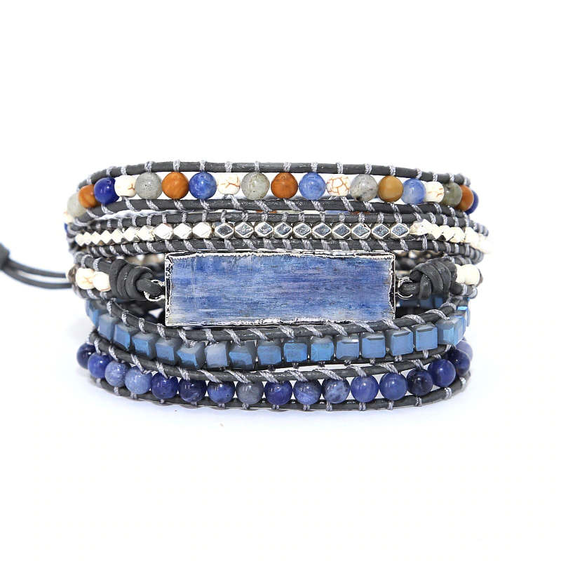 five layer gemstone wrap bracelet