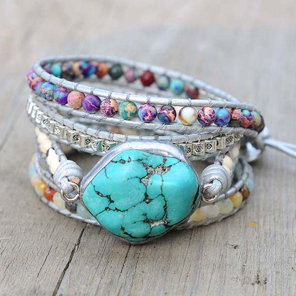 Wrap Bracelet Turquoise Healing Bracelet Bluebell Turquoise Wrap