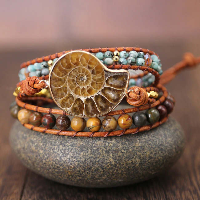 Ammonite wrap bracelet