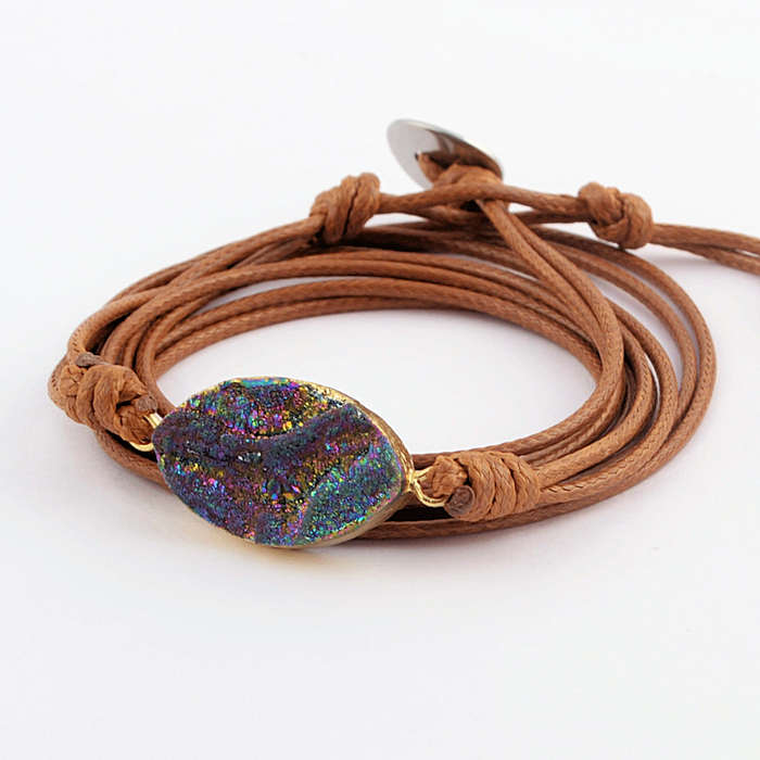 Rainbow Druzy Cord Wrap Braclet