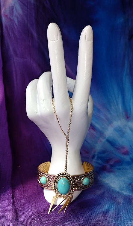 Boho Bracelet with Finger Attachment