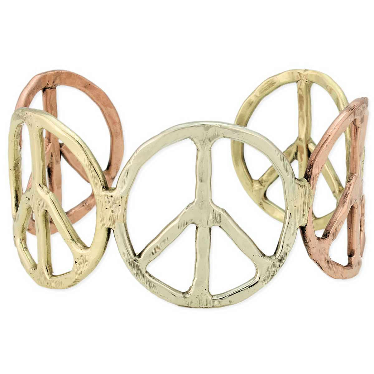 Mixed Metal Peace Sign Cuff Bracelet - Magnolia Mountain Jewelry