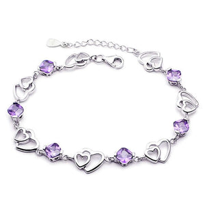 Hearts and Amethyst Bracelet