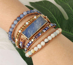 Wrap Bracelet with Blue Aventurine Focal Stone