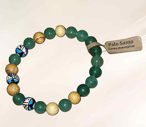 Bead bracelet with aventurine and palo santo