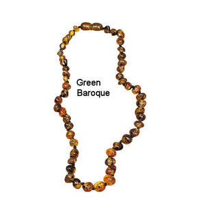 Green Baroque amber teething Necklace
