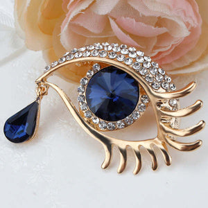 Blue Eye Brooch With Crystal Rhinestones