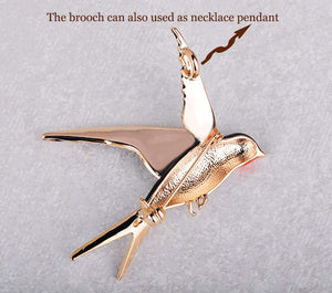 Swallow Brooch - Enamel can also be used as a pendant