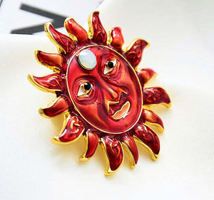Sun with Face Brooch