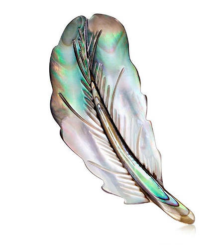 Feather Natural Abalone Shell Brooch