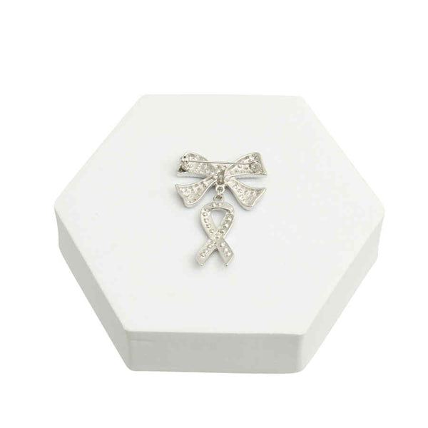 Double Pink Ribbon Silver Brooch - Magnolia Mountain Jewelry