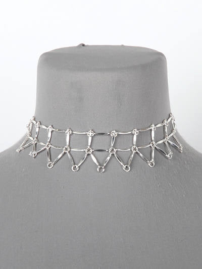 Metal Multi Strand Choker Necklace