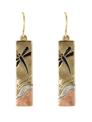 Gold Tone Dragonfly Earrings