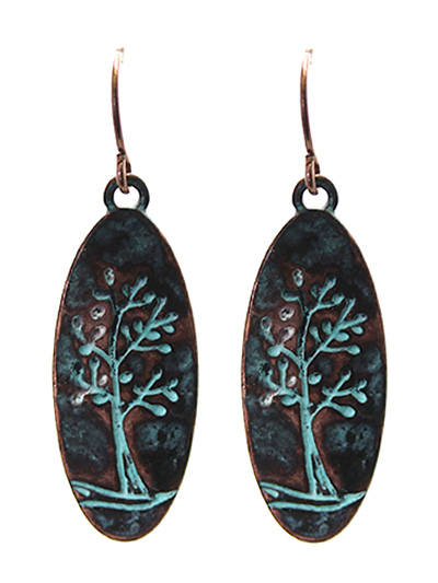 Tree of life patina tone earrings