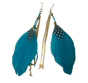 Feather Earrings with Chain and other dangle adornments