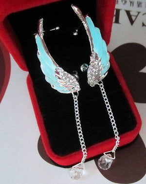 Luminous Wing Earring with Cuff and Drop Crystal