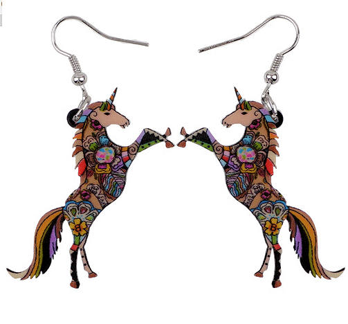 Artistic Acrylic Unicorn Earrings
