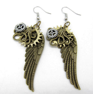 Steampunk Earrings - Gears, Octopus and Wings