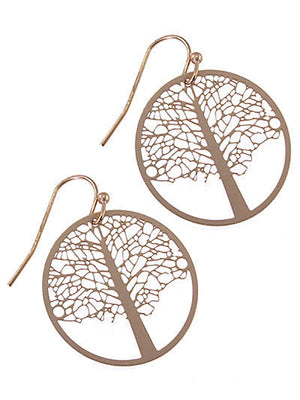 Tree Earrings - Gold Tone