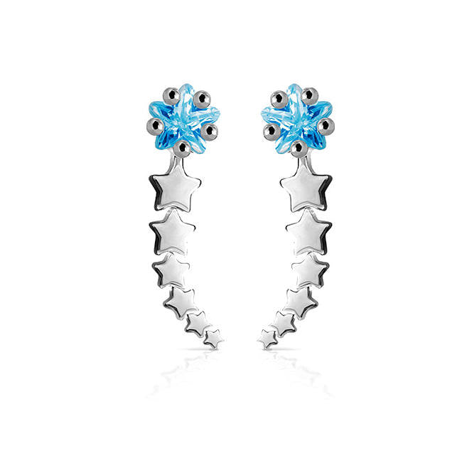 Earring with Stars and Clear CZ Crawler