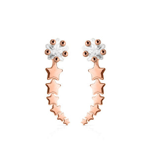 Shooting Star post Earring Clear CZ Rose Gold Plating