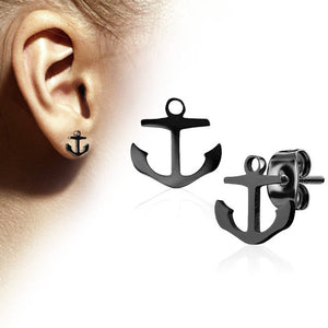 Black Anchor Earrings
