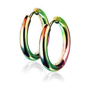 Hoop Earrings Rainbow Anodized