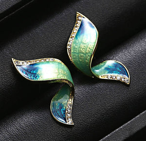 earrings stud blue green