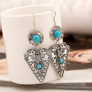 Earrings in a Native American Style with Faux Turquoise