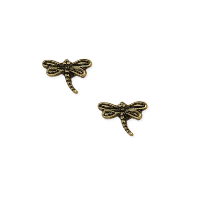 Gold Dragonfly Post Earrings