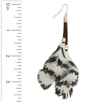 Genuine leather and feather southwest design earring