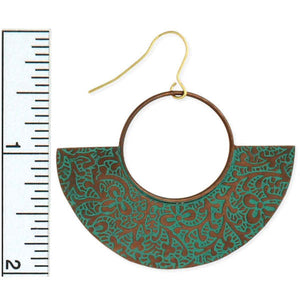 Floral Embossed Patina Circle Style Earring
