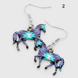 Southwest Pattern Horse earrings