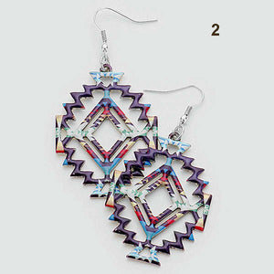 Enamel Aztec / Southwest Style Earrings