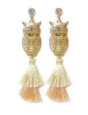 Owl Earrings with Tassels