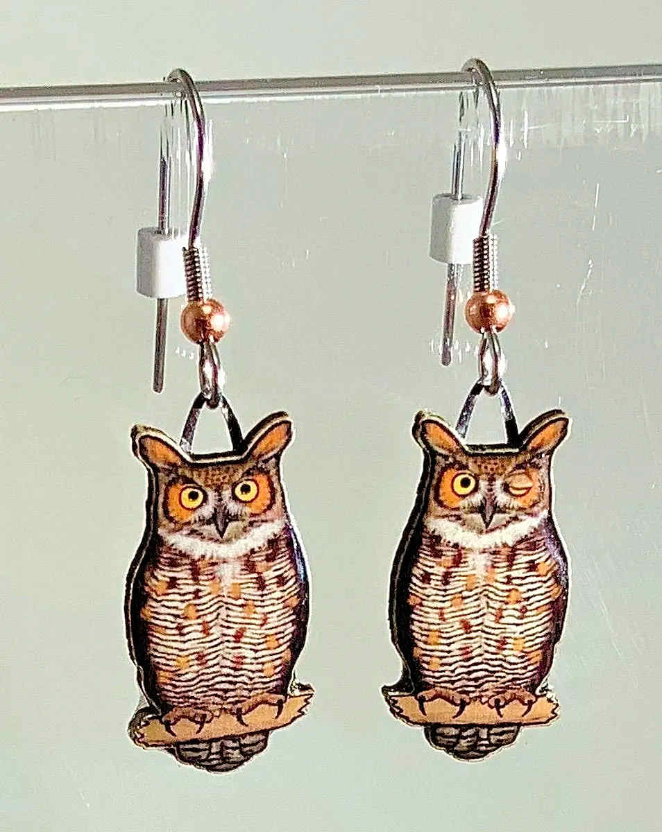 Great Horned Owl Earrings - Jabebo