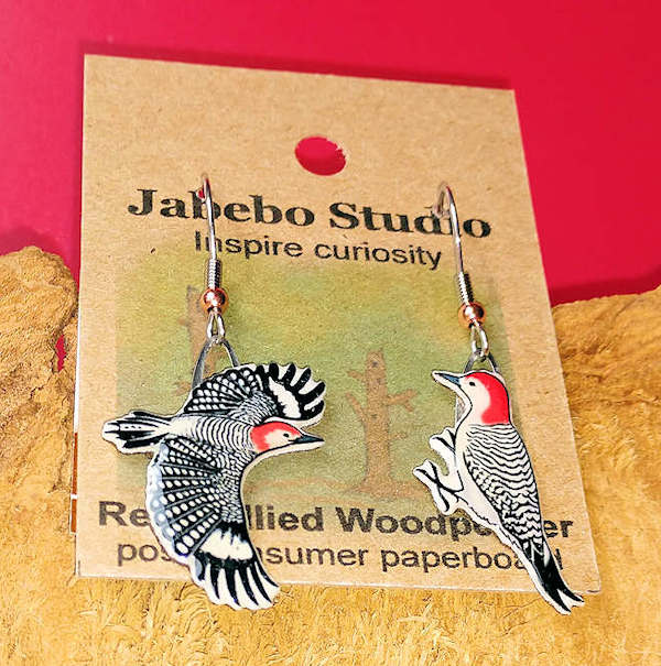 red bellied Woodpecker earrings