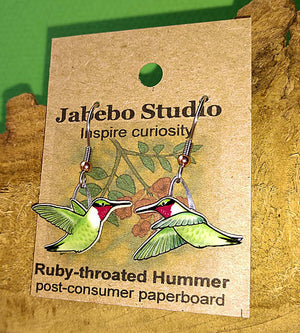 Ruby-throated Hummingbird Earrings