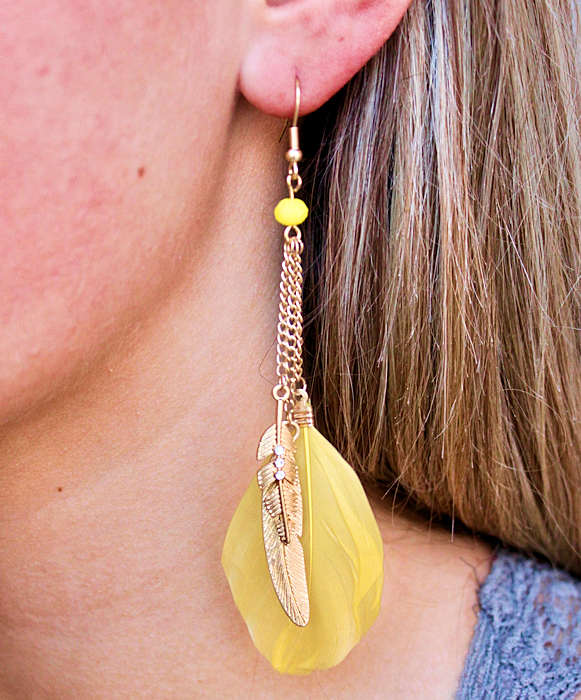 Turquoise Feather Earrings