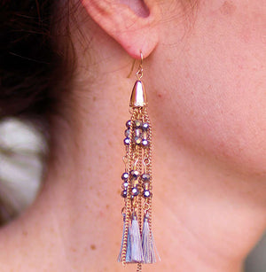 Crystal and Tassel Earrings