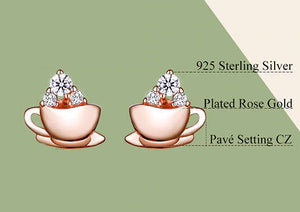 Sterling Silver and CZ Coffee Cup Earrings