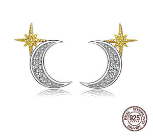 Moon and Star post earrings