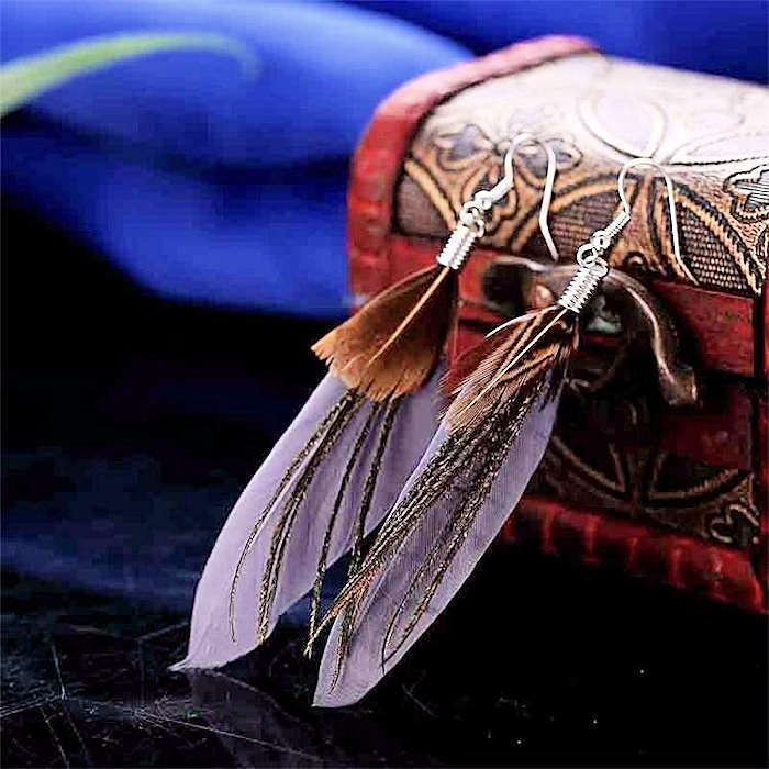 Turquoise Feather Earrings