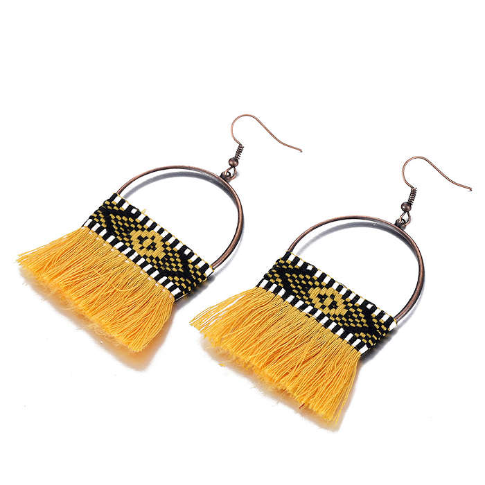 Embroidered Tassel Earrings