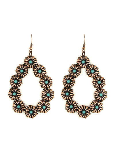 Earrings - Concho Style Burnished Silver Tone