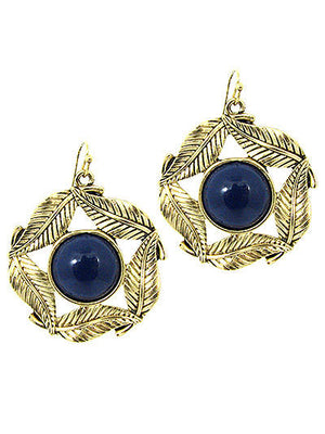 earrings with leaf circle