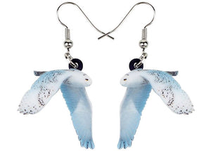 Snowy Owl Flying Earrings