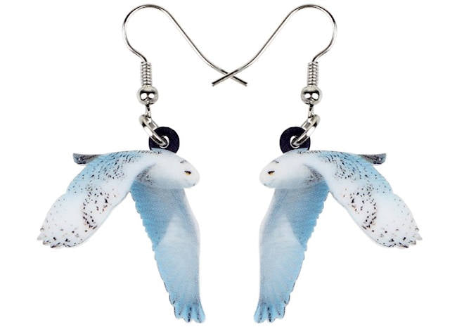 Snowy Owl Flying Earrings