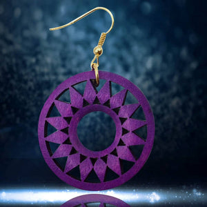 purple wooden earrings